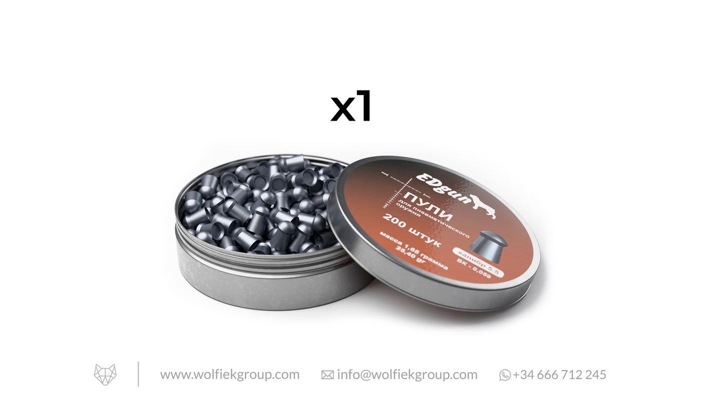 EDgun Premium Pellets · Cal .22 (5,5mm) · Weight 1,65g (25,40gr)